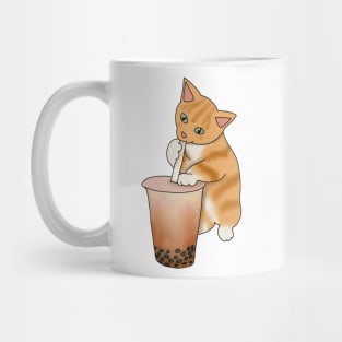 Cat Boba Tea Bubble (fluffy orange cat) Mug